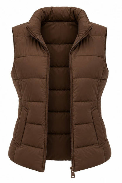 Chocolate Zip-up Puffer Vest