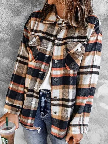Orange Blue Plaid Shacket