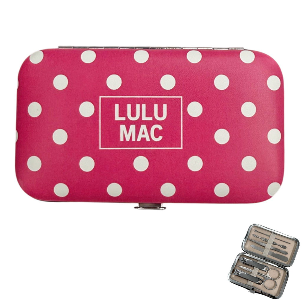 Hot Pink/White Dot Manicure Set