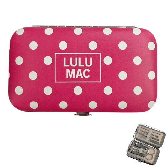 Hot Pink/White Dot Manicure Set