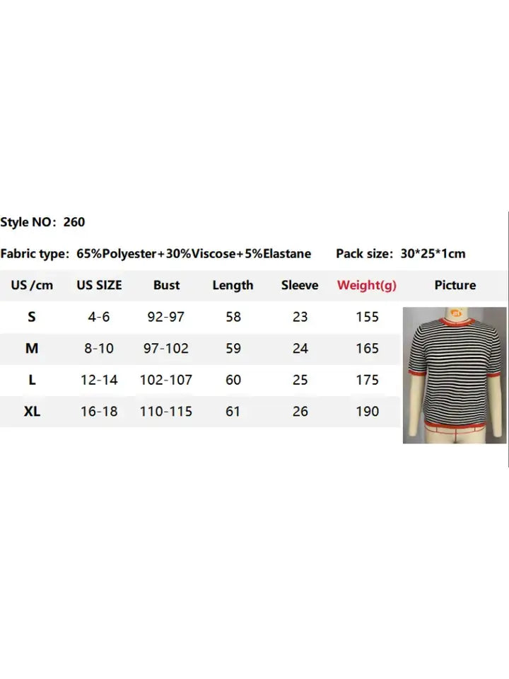 Striped Contrast Trim Casual Relaxed Fit Sweater