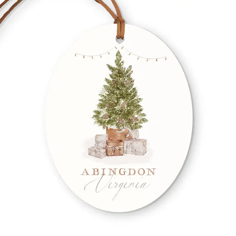 Abingdon, Virginia Cottage Tree Wooden Ornament
