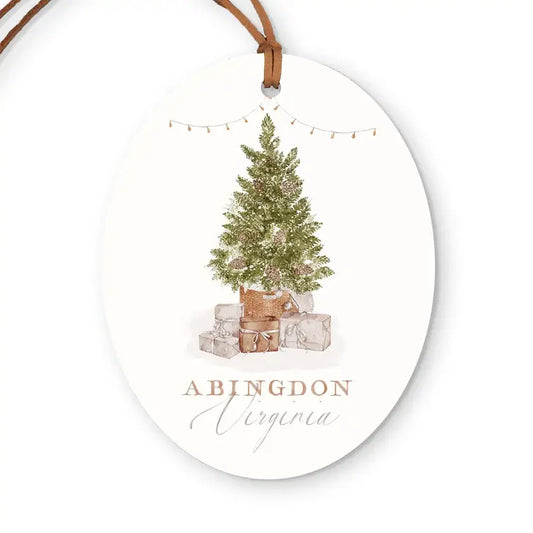 Abingdon, Virginia Cottage Tree Wooden Ornament