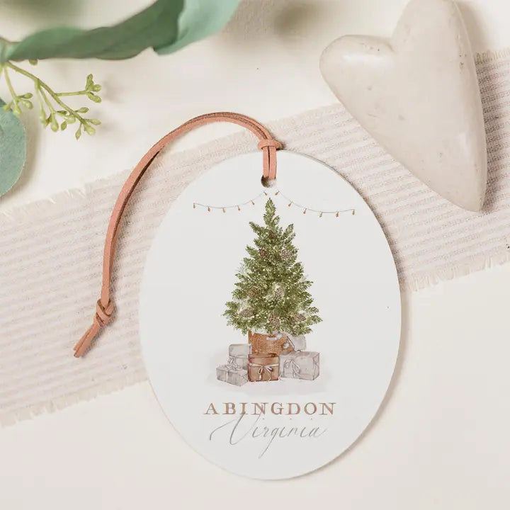 Abingdon, Virginia Cottage Tree Wooden Ornament