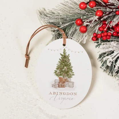 Abingdon, Virginia Cottage Tree Wooden Ornament