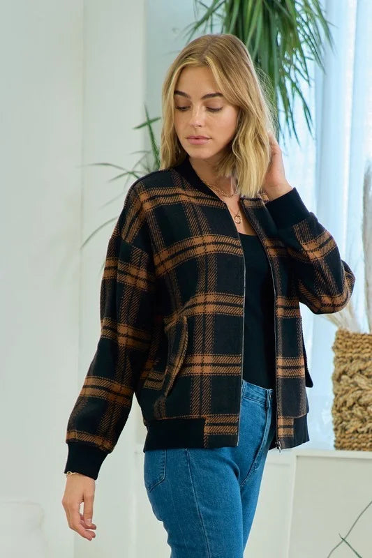 CHECKER BOMBER JACKET