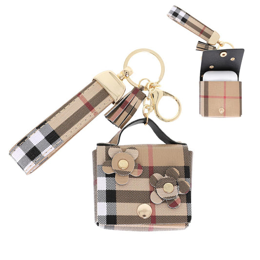 Plaid Earbud Case Keychain