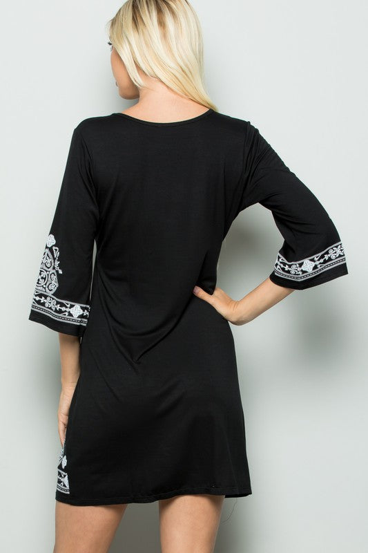 Damask Print Dress black