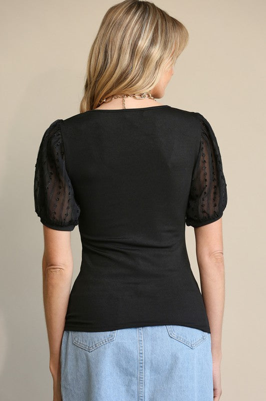 Sheer Puff Sleeve Top
