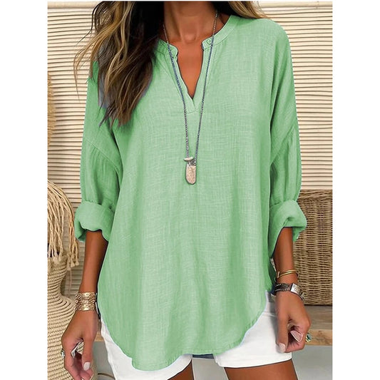 Linen V-Neck Top