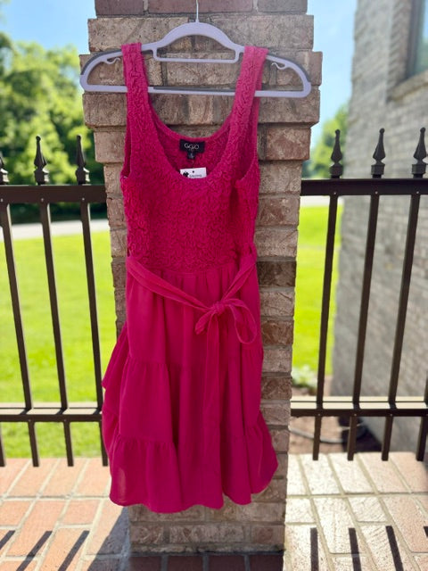 Sleeveless Belted Tiered Dress with Skirt Lining