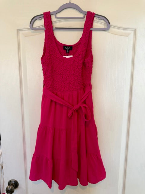 Sleeveless Belted Tiered Dress with Skirt Lining