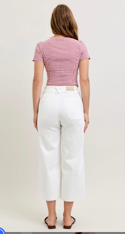 Judy Blue High Waisted White Crop Jeans