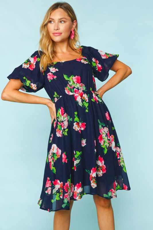 FLORAL PUFF BUBBLE SHORT SLEEVE