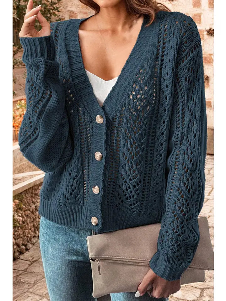 Knit Drop Shoulder Sweater Cardigan