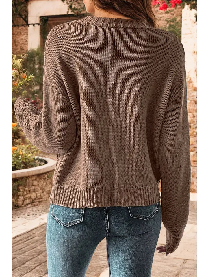 Knit Drop Shoulder Sweater Cardigan