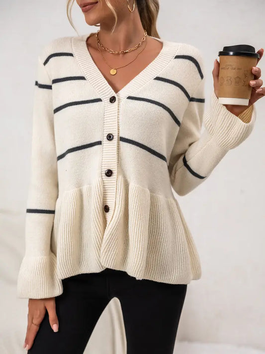 Striped Ribbed Cardigan