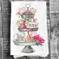 Valentine 3 Tier Tray Love Flour Sack Cotton Tea