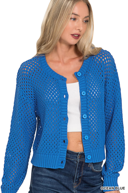 Ocean Blue Crochet Cardigan