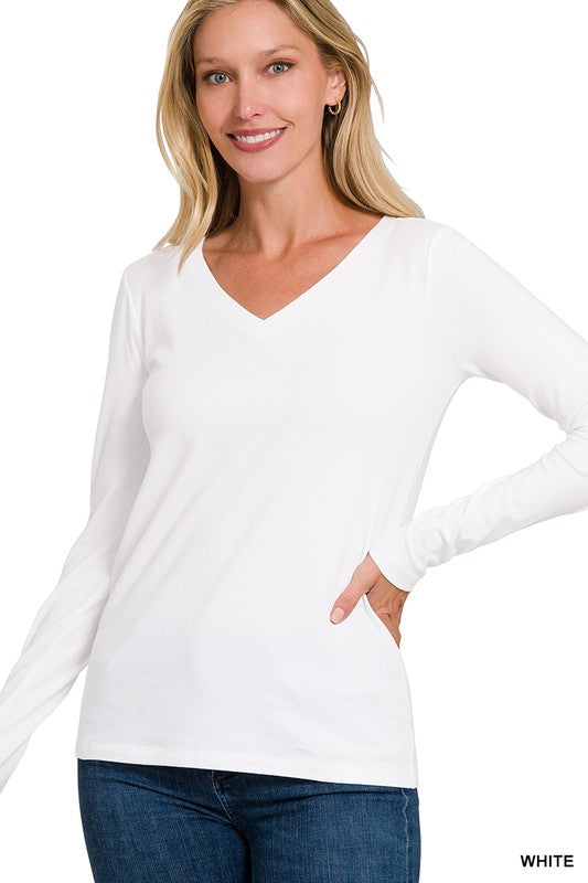 BRUSHED MICROFIBER LONG SLEEVE V-NECK & Crewneck TEE