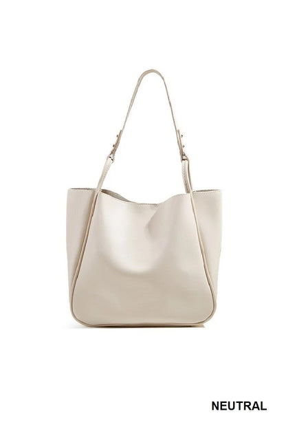 Simple trendy vegan leather shoulder pouch bag