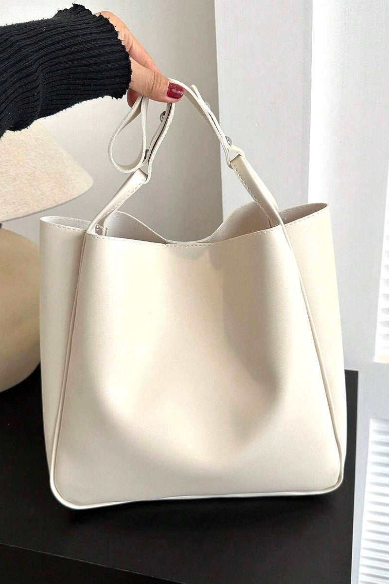 Simple trendy vegan leather shoulder pouch bag
