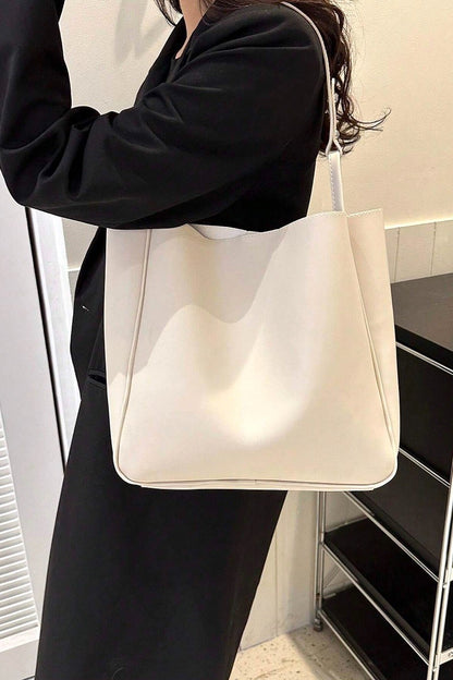 Simple trendy vegan leather shoulder pouch bag