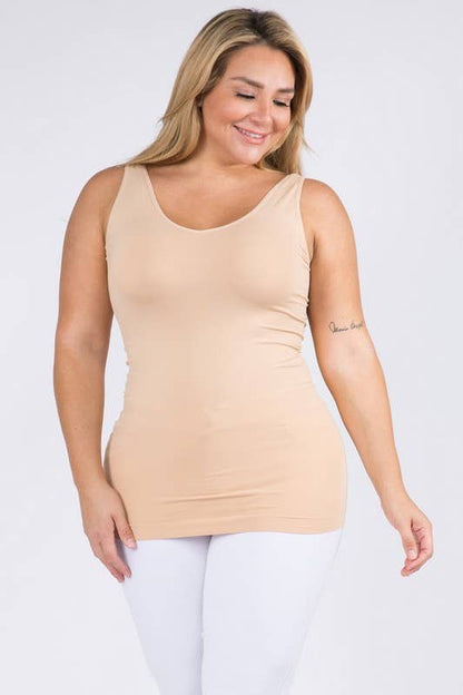 Reversible V or U Neckline Seamless Tank Plus Size