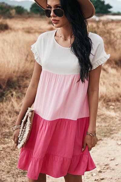 Color Block Dress - Pink