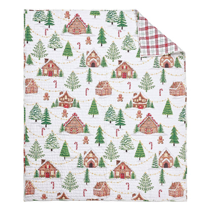 Gingerbread Village Quilted Throw