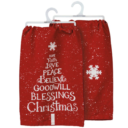 Love Peace Blessings Christmas Kitchen Towel