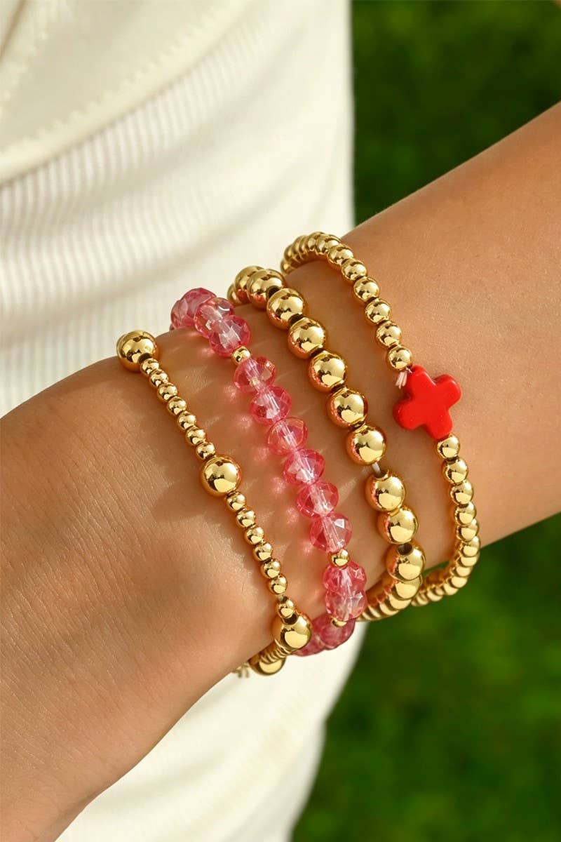 Boho Cross Beaded Stretch Bracelets