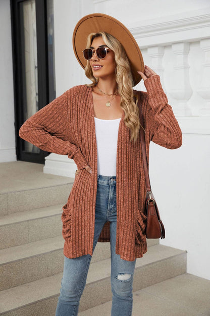 Orange Pocket Cardigan