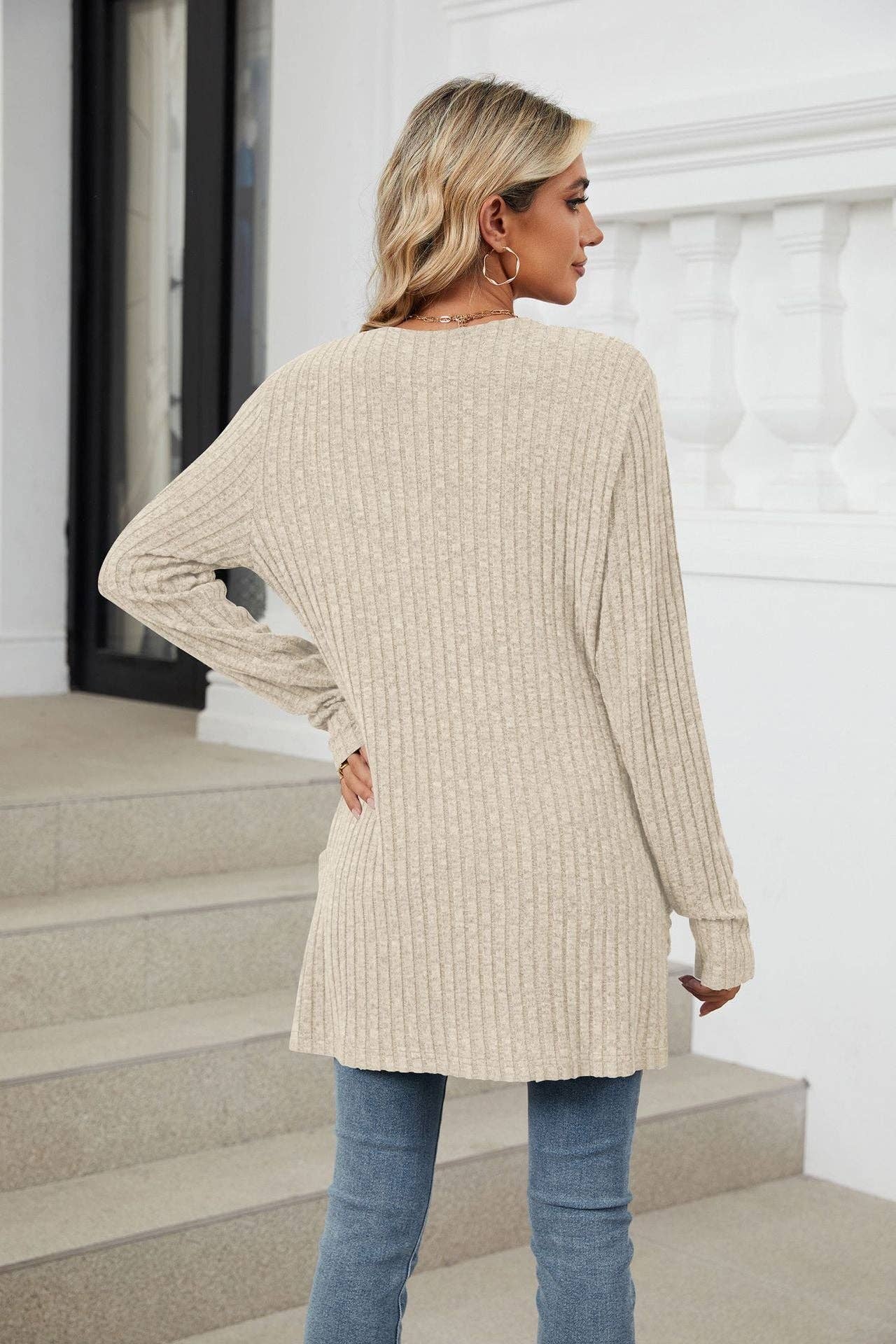 Apricot Pocket Cardigan Sweater
