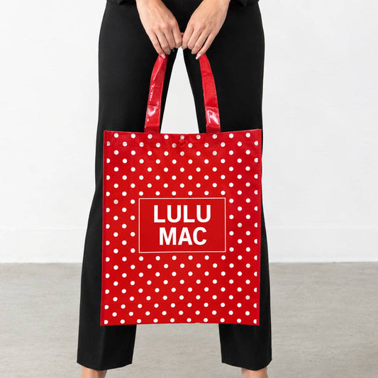 LULU MAC  REUSABLE TOTE - RED/WHITE DOT