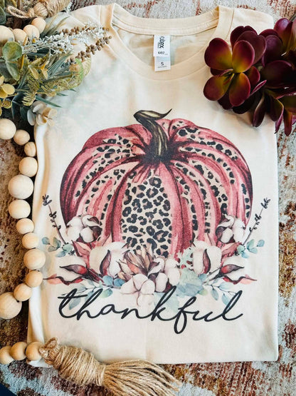 Leopard Thankful Pumpkin Tee