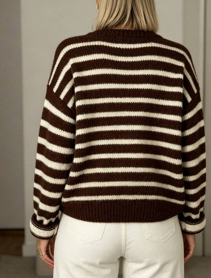 Coffee Striped Oversized Cardigan