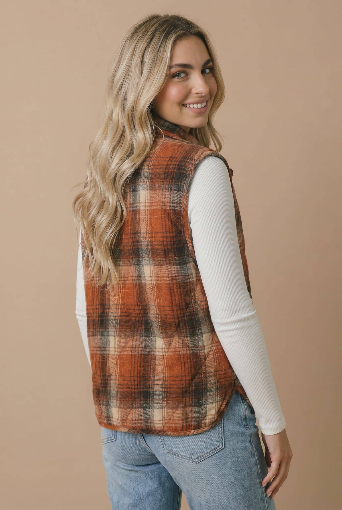 Plaid Quilted Puffer Vest