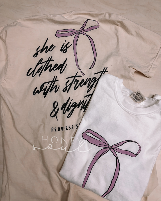 She Is Clothed Bow T-Shirt