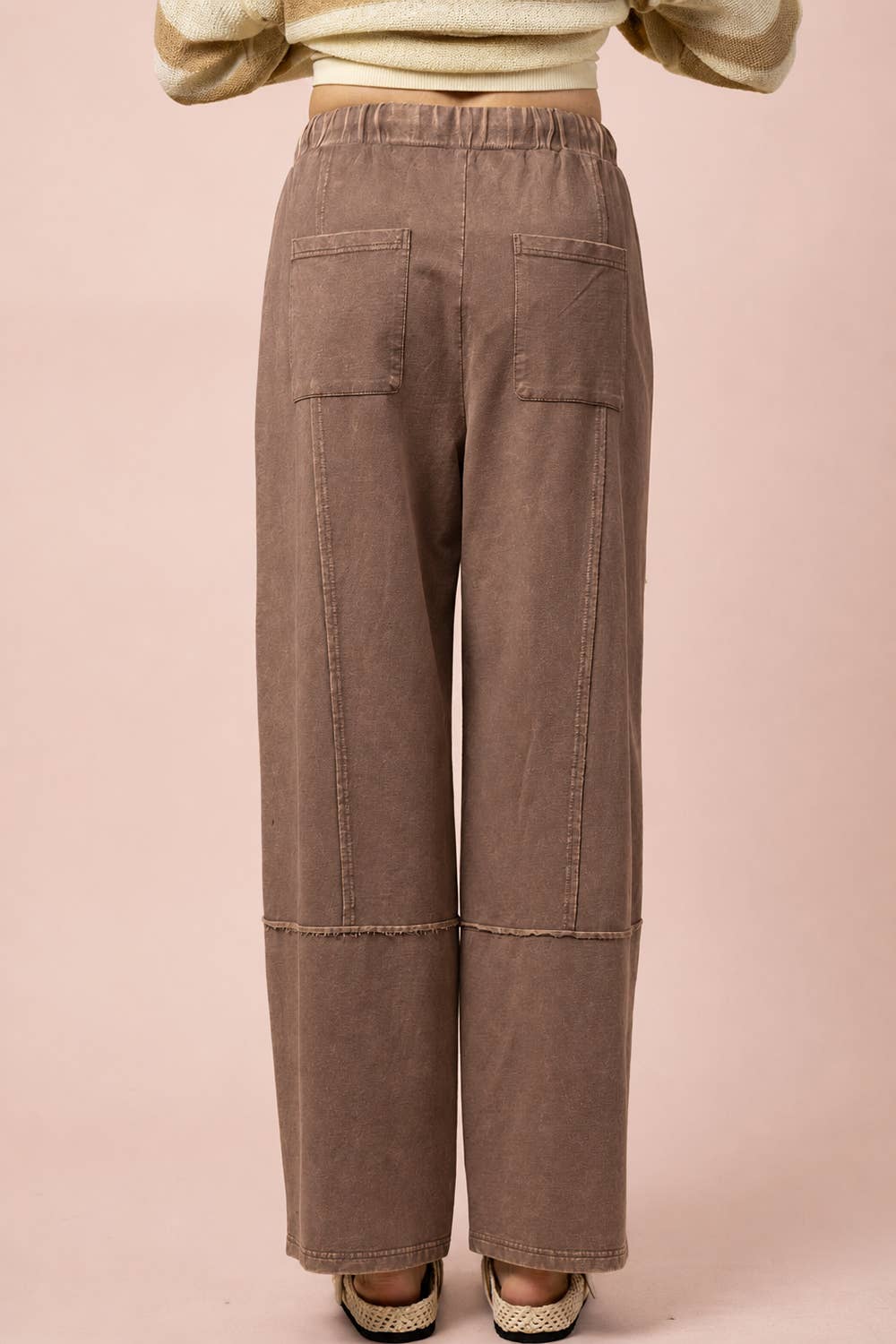 Mocha Mineral Washed Wide Leg Pants