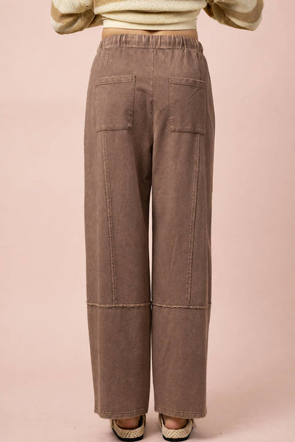 Mocha Mineral Washed Wide Leg Pants