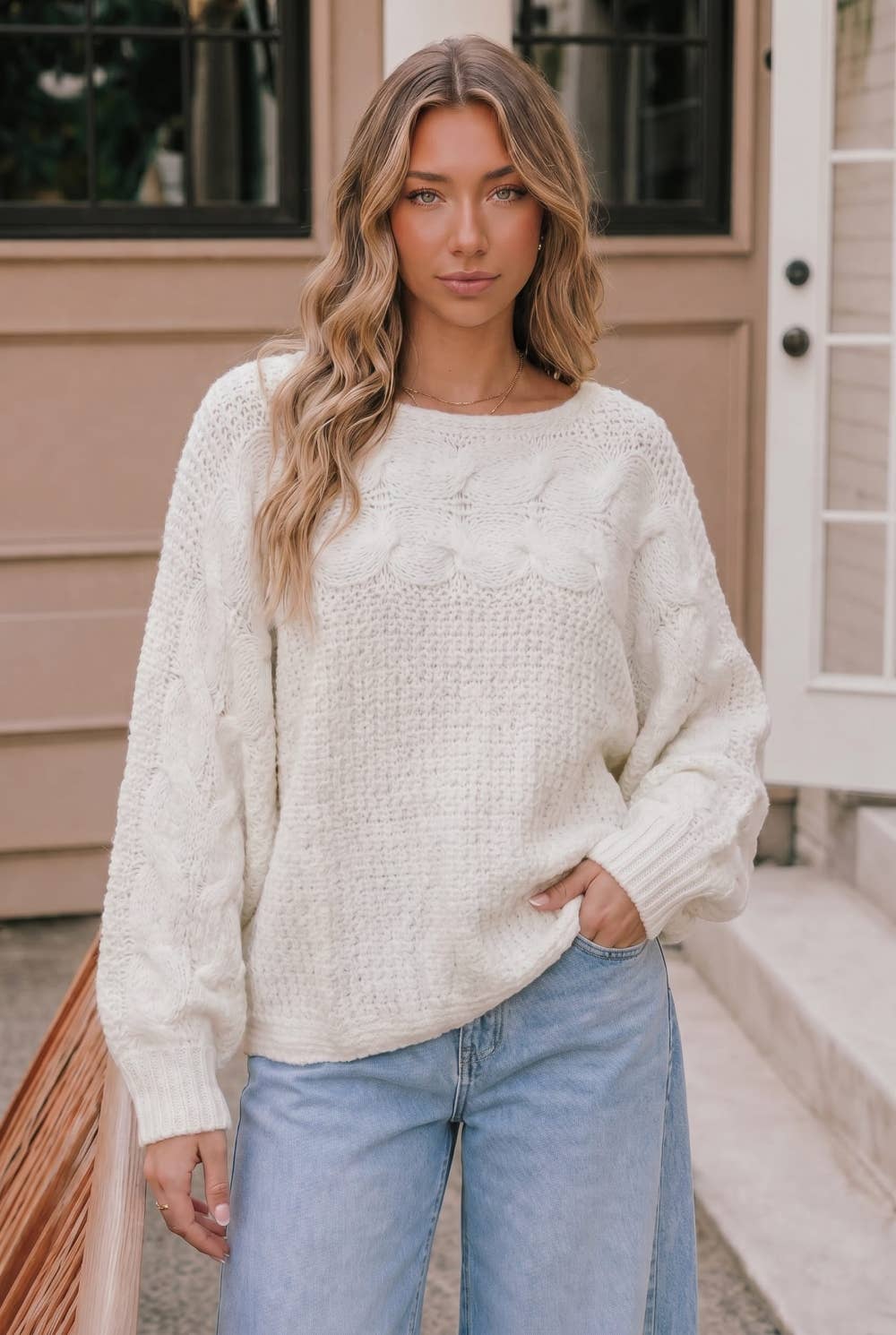 Ivory Cozy Cable Knit Sweater